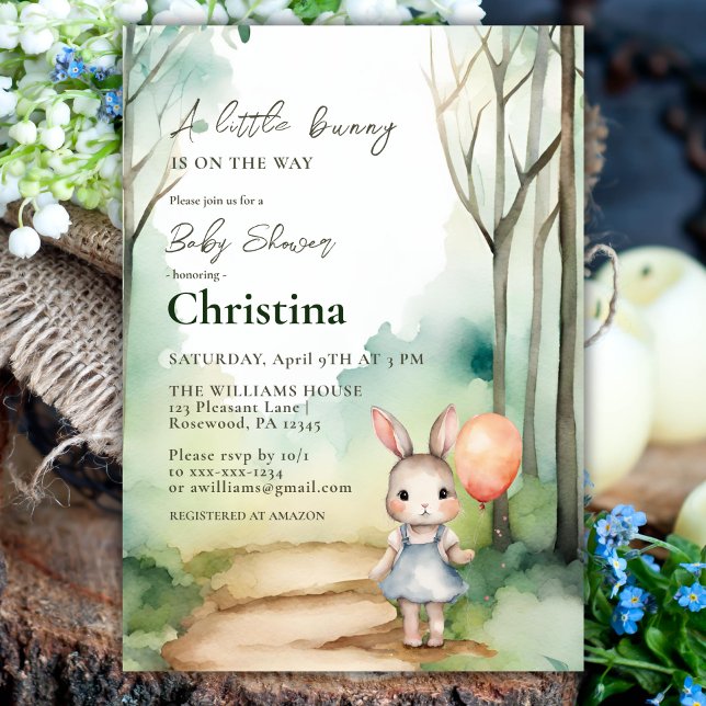 Convites Bonita Garota de Chá de fraldas de Coelhinho de Ág (Criador carregado)