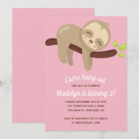 Bonita Kawaii Sloth na Tree Rosa Girl