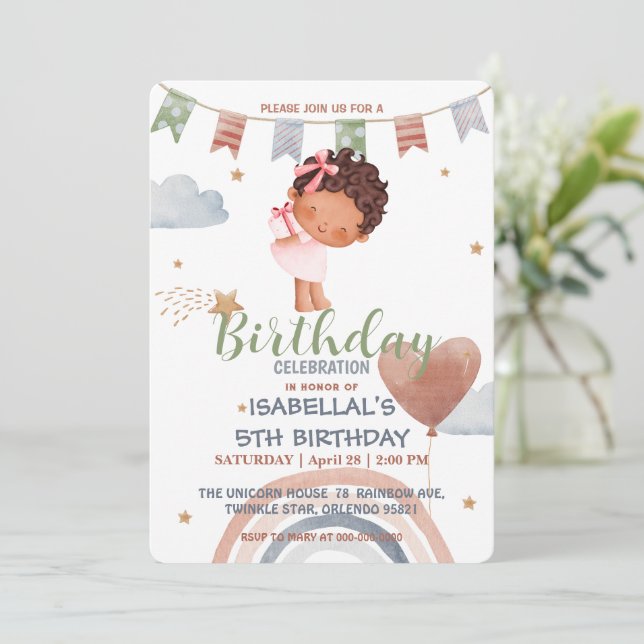 Convites Bonita princesa afetuosa com garotas Balão Anivers (Em pé/Frente)