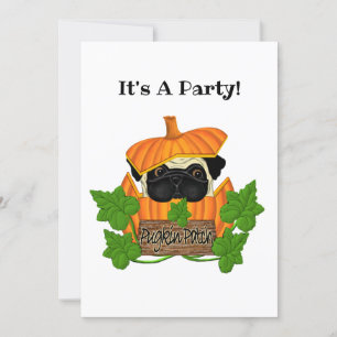 Convites Bonita queda de Halloween Pug Pugkin Pumpkin Patch