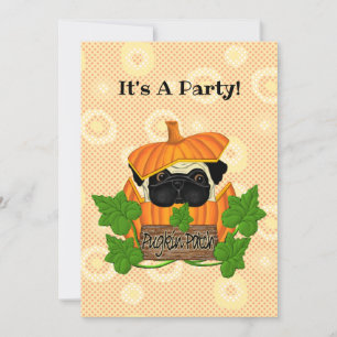 Convites Bonita queda de Halloween Pug Pugkin Pumpkin Patch