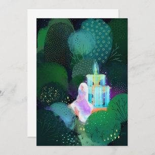 Convites Bonita senhora na fonte do jardim