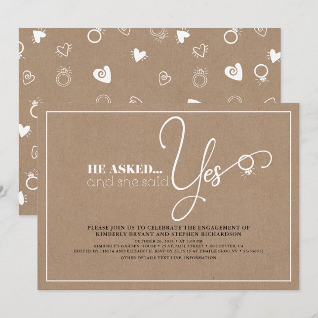 Convites Bonita Tipografia Festa de noivado Moderna Bonita (Frente/Verso)