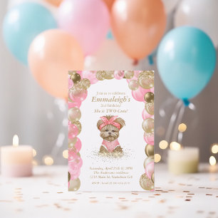 Convites Bonita Yorkie - Festa de aniversário de Balões de 