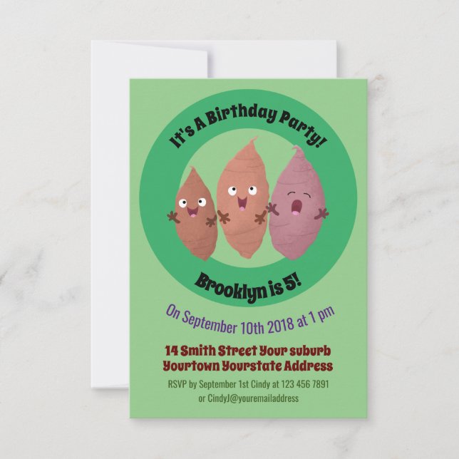 Convites Bonitinho cantando batata-doce legumes (Frente)