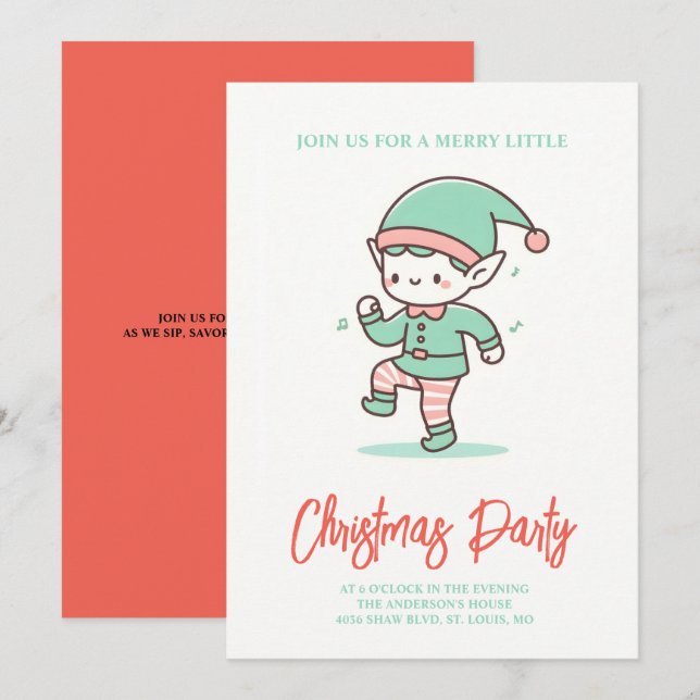 Convites bonitinho dançando no Natal (Frente/Verso)
