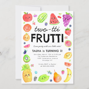 Convites Bonito Aniversário de 2 anos TWO-tti Frutti Frutas