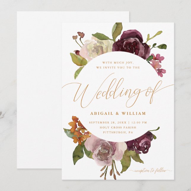 Convites Bonito armação com caligrafia (Frente/Verso)