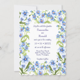 Convites Bonito Azul Esqueça-Me Não Casamento De Aquarela