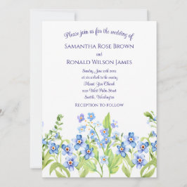 Convites Bonito Azul Esqueça-Me Não Casamento De Aquarela