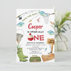 Convites Bonito Azul Pesca Ofishally Um 1º Aniversário 
