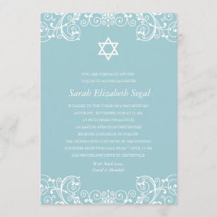 Convites Bonito Bat Azul Mitzvah
