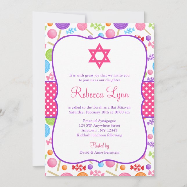Convites Bonito Bat Mitzvah (Frente)