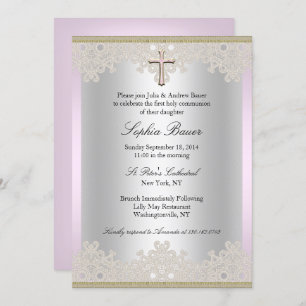 Convites Bonito batismo cruzado de rendas/convite para cris