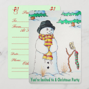Convites Bonito boneco de neve com design de neve de Natal