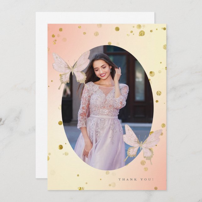 Convites Bonito borboleta embebida - Obrigado Foto (Frente/Verso)