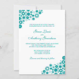 Convites Bonito Casamento Floral Teal