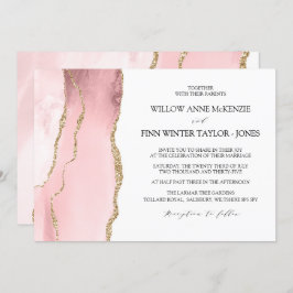 Convites Bonito casamento moderno cor-de-rosa