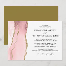 Convites Bonito casamento moderno cor-de-rosa