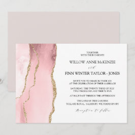 Convites Bonito casamento moderno cor-de-rosa