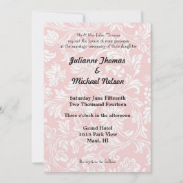 Convites Bonito Casamento tema damasco rosa e branco