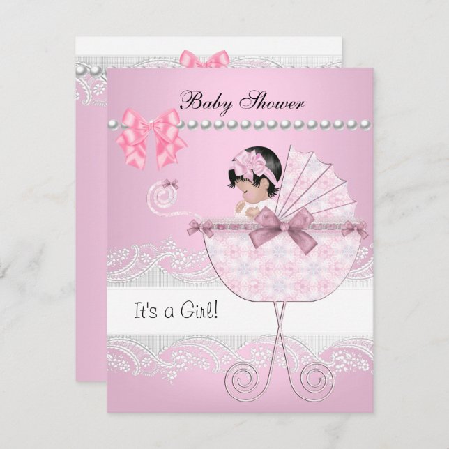 Convites Bonito Chá de fraldas, Fofoca-rosa (Frente/Verso)