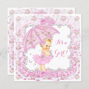 Convites Bonito Chá de fraldas Loura Rosa Floral