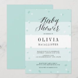 Convites Bonito Confetti Aqua Stripes Chá de fraldas