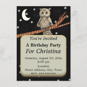 Convites Bonito Coruja Azul, Colar Estrelas Lua