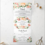 Convites bonito De Casamento Floral De Pessegueiro<br><div class="desc">Mostre todos os detalhes do seu casamento com este adorável convite de casamento triplo. Os convidados podem facilmente cortar o cartão postal RSVP e colocar no correio! Edite facilmente todas as informações com seus detalhes de casamento! Veja toda a nossa coleção de Peach Bonito para mais itens correspondentes!</div>