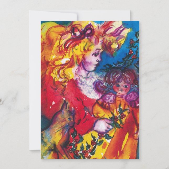 Convites BONITO DOLL, vermelho azul (Frente)