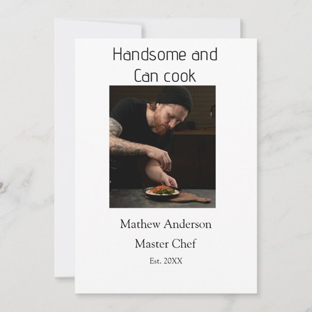 Convites Bonito e sabe cozinhar adicionar nome master chef  (Frente)