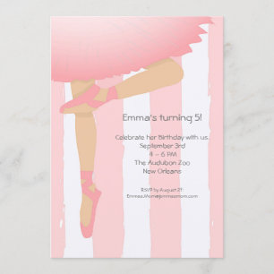 Convites Bonito em rosa.  Festa de aniversário Ballerina I