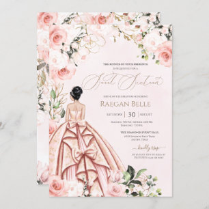 Convites Bonito em Rosas de pincel cor-de-rosa Doce 16 Aniv