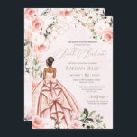 Convites Bonito em Rosas de pincel cor-de-rosa Doce Dezesse<br><div class="desc">Elegante design de luxo com rosas brancas e rosas cor-de-rosa com pincel suave,  sotaques dourados,  e uma boneca linda com um luxuoso vestido de bola voada. Todo texto é totalmente personalizável.</div>