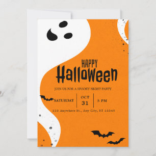 Convites Bonito Fantasma E Bats, Festa Laranja Do Halloween