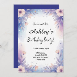 Convites Bonito Festa de aniversário de Flor da Rapariga Az