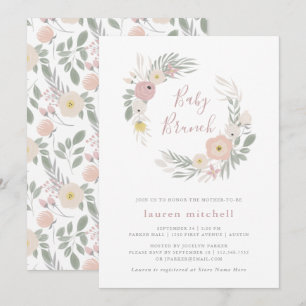 Convites Bonito Fita Floral Rosa   Baby Brunch
