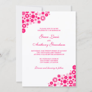 Convites Bonito Florais Vibrantes Casamento Rosa