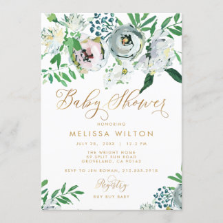 Convites Bonito Floral Gouache Boho Flower Chá de fraldas