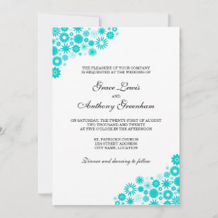 Convites Bonito Florals Turquoise Invitation