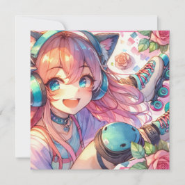 Convites Bonito garota de animação na Festa de aniversário 