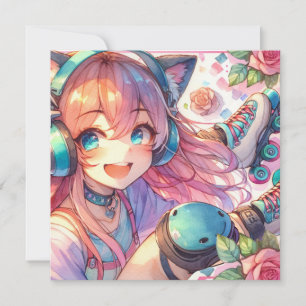 Convites Bonito garota de animação na Festa de aniversário 