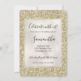 Convites Bonito Glitzy Dourada  