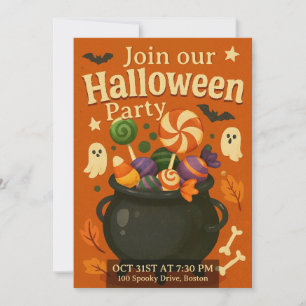 Convites Bonito Halloween assustador personalizável