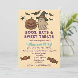 Convites Bonito Halloween - Pastel Pumpkin & Candy Party