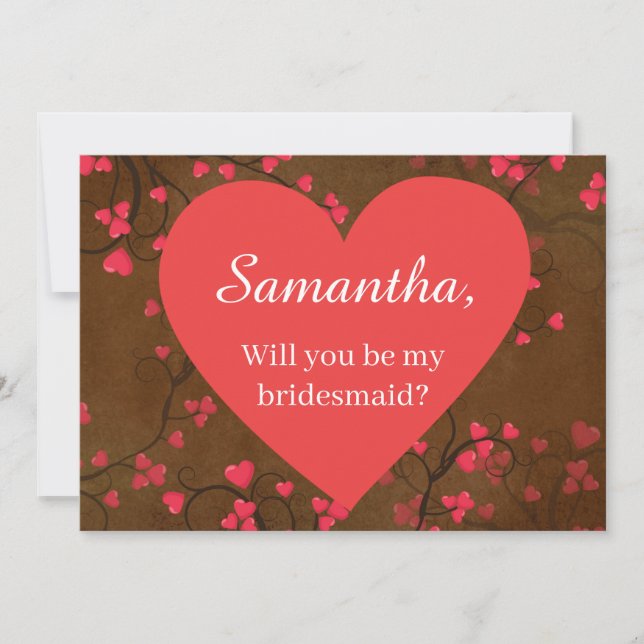 Convites Bonito Hearts Bridesmaid (Frente)