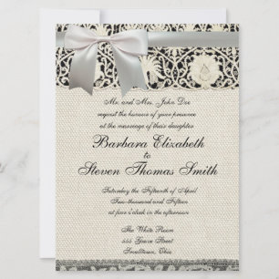 Convites Bonito Linen White Lace Antique de Casamento