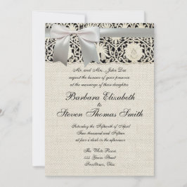Convites Bonito Linen White Lace Antique de Casamento