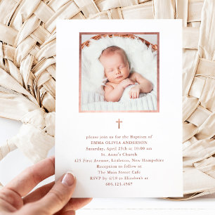 Convites Bonito Minimalismo Faux Rosa Dourado Fotografia Ba